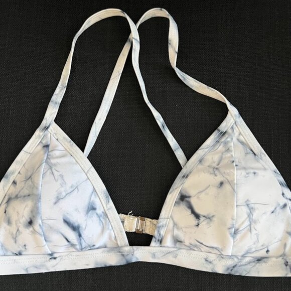 Triangle Gray White Tie Dye Bikini Top Swimwear Size Medium - Picture 1 of 9